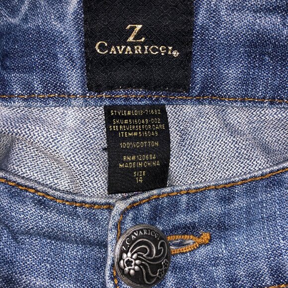 ZCavaricci Jeans Women 14 Blue Distressed Rhinestone Embroidered Relaxed 90s 80s - Picture 7 of 12